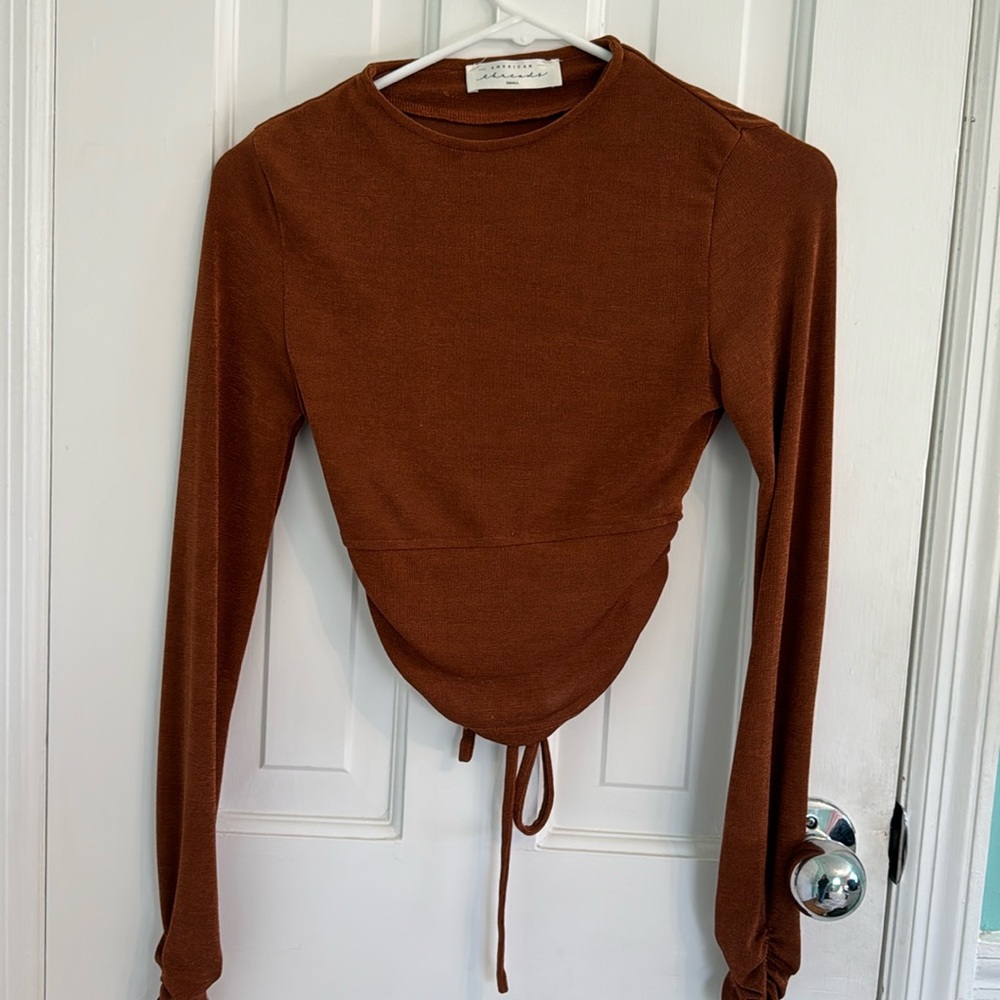 ORANGE CINCHED LONG SLEEVE